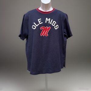 Ole Miss Men T Shirt Large Red Spell-Out Rebels Logo Short Sleeve Champion UA